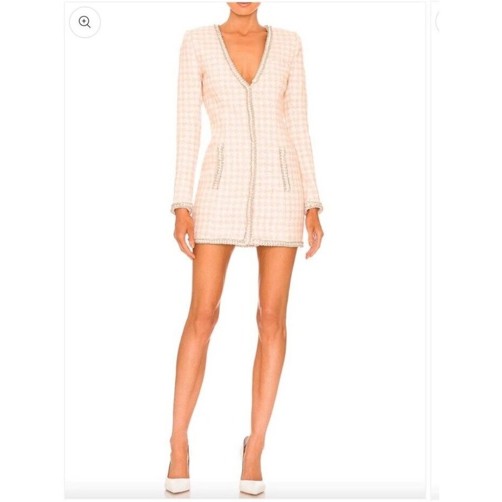ASSIGNMENT Bridgette Mini Dress Pink Dress Check Tweed